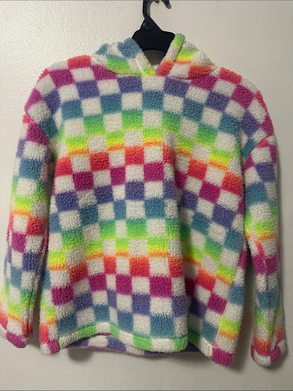 The Children's Place Rainbow Checker Plush Cowl Sweater